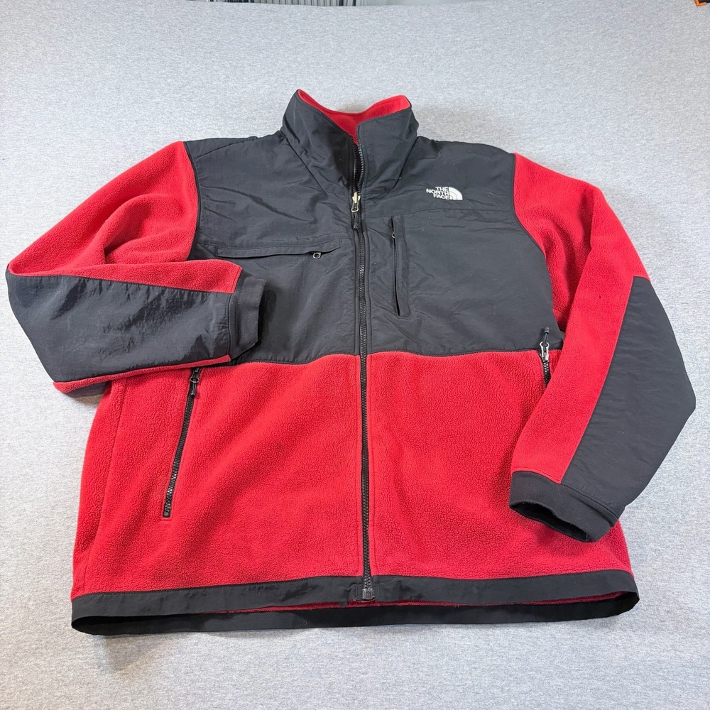 The North Face Denali Fleece Jacket Mens XL Red Black Full Zip Polartec Coat